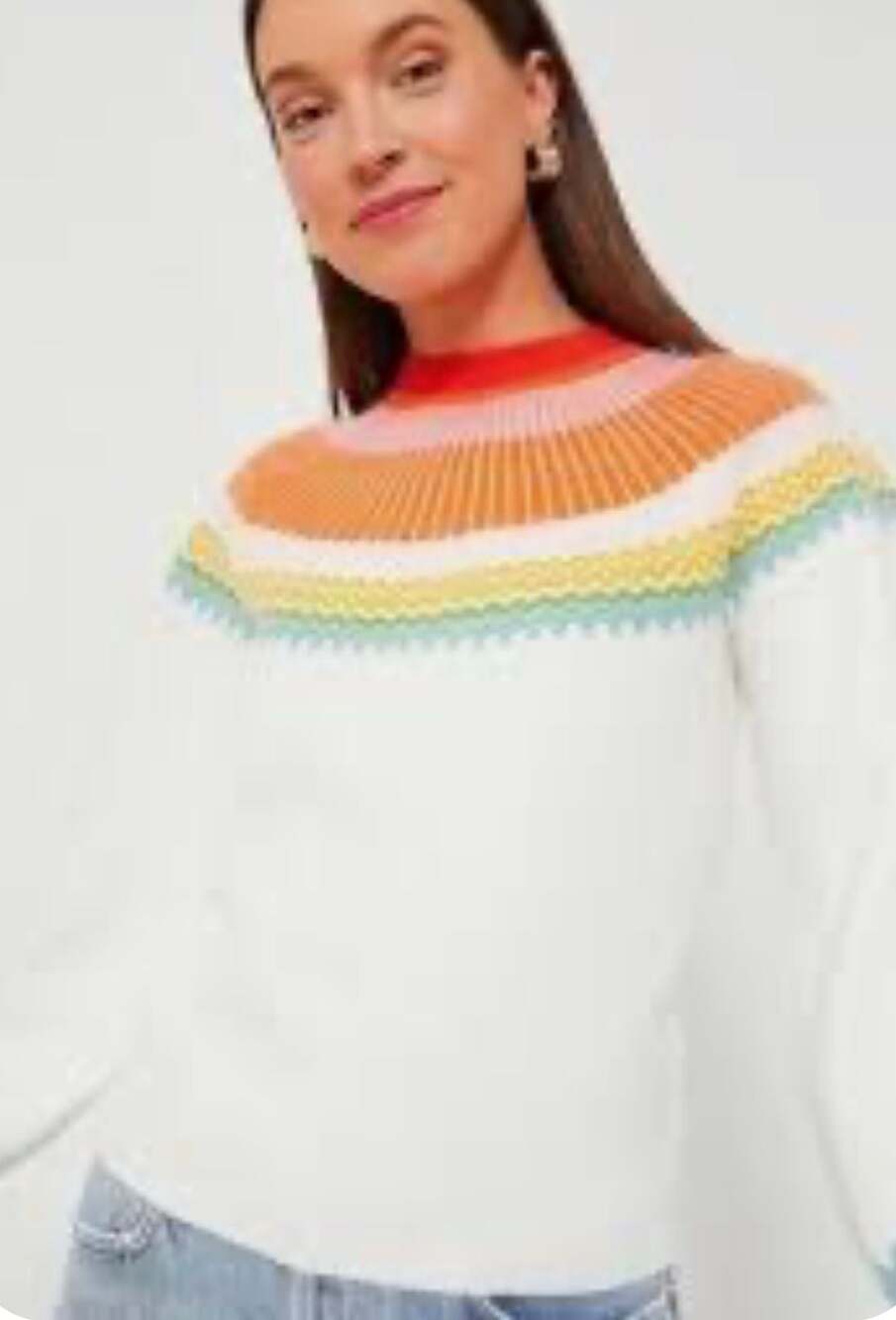 Hyacinth House Multicolor Stripe Fair Isle Round Neck Sweater